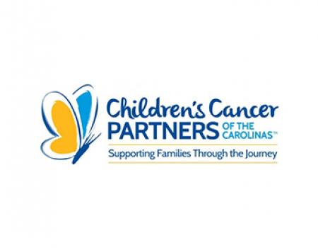 the logo for children&#039;s cancer partners of the carolinas: an illustated butterfly facing text